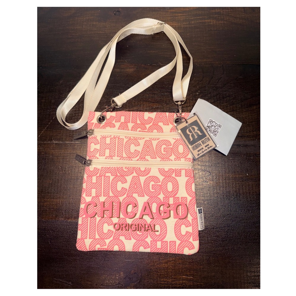 Robin Ruth Chicago Original Pink Canvas Crossbody‎ Bag Travel Purse New